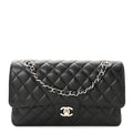 Caviar Quilted Medium Double Flap Black