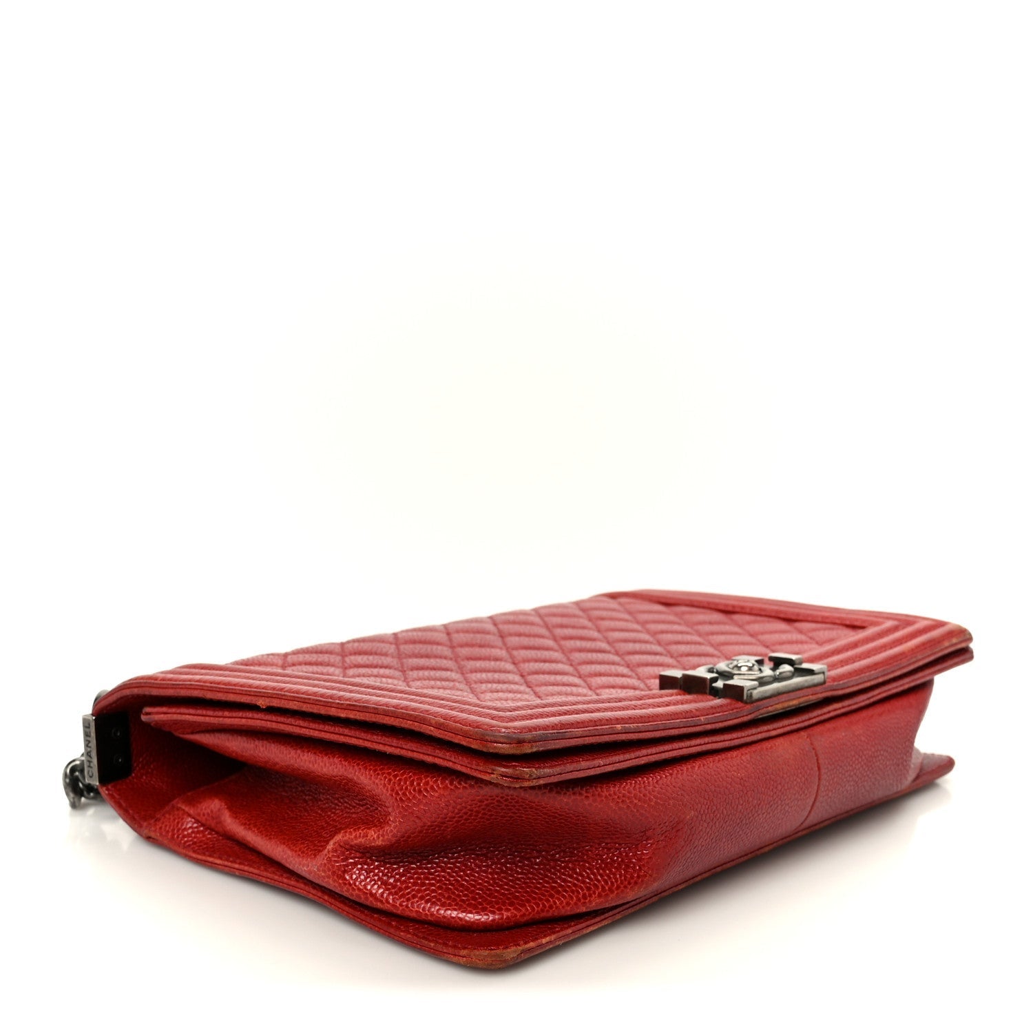 Caviar Quilted New Medium Boy Flap Dark Red