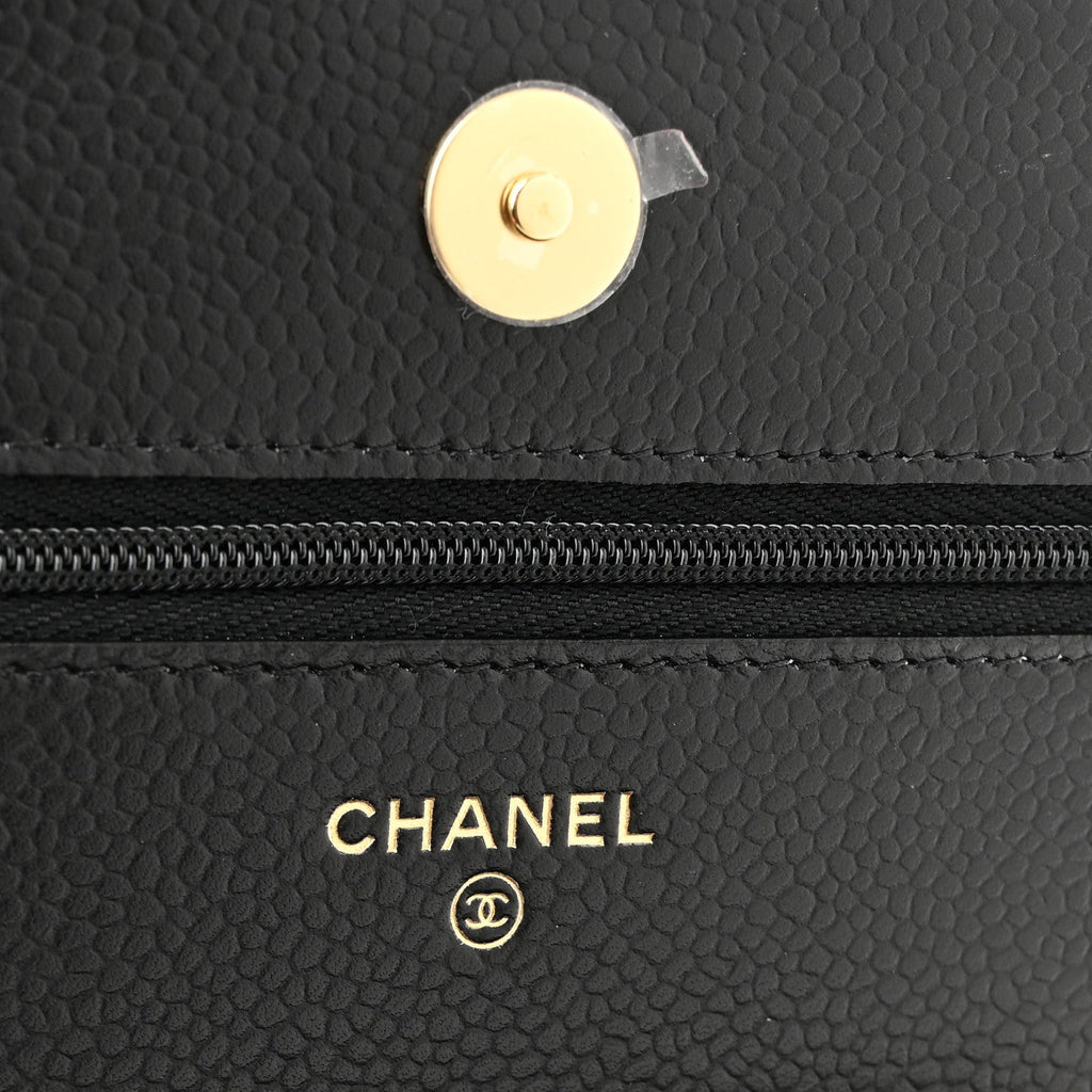 Caviar Quilted Wallet on Chain WOC Black