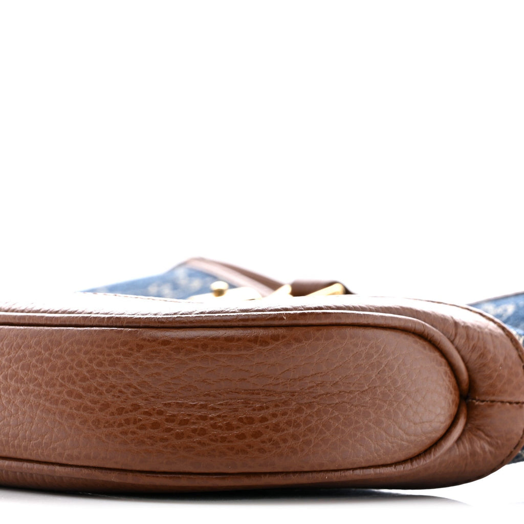 New Denim GG Monogram Calfskin Small Jackie 1961 Hobo Blue Tea Cuir