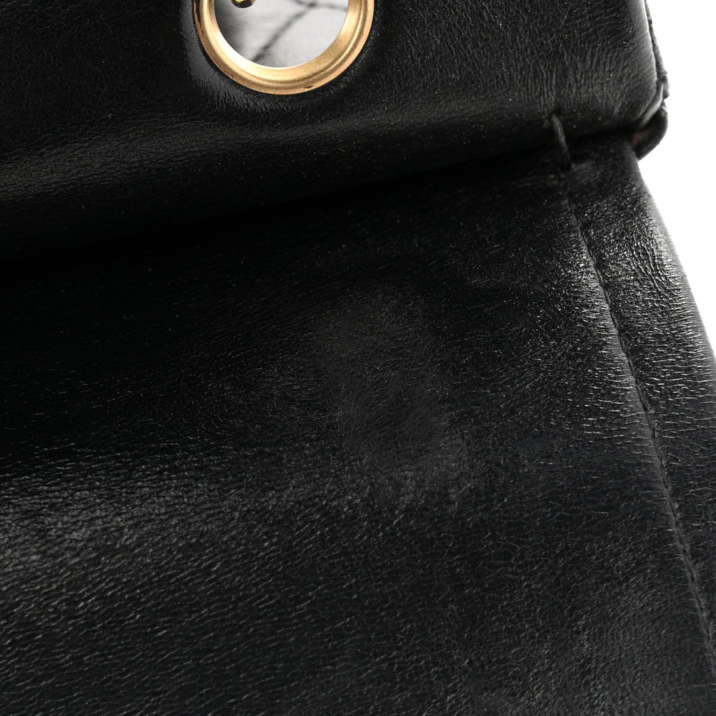 Lambskin Quilted Medium Double Flap Black