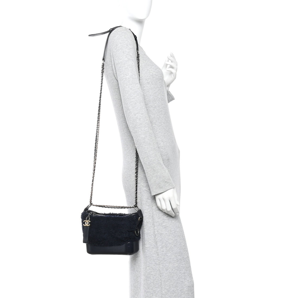 Shearling Small Gabrielle Hobo Navy