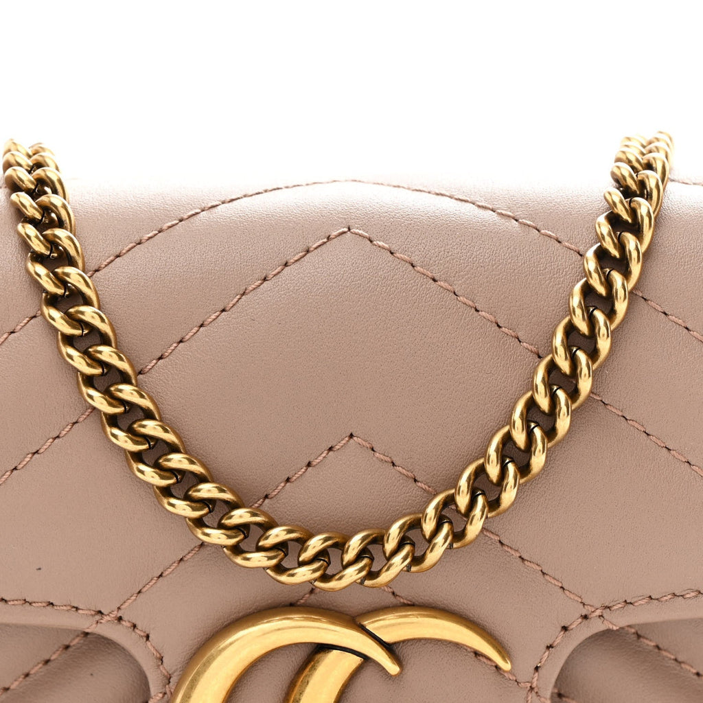 Calfskin Matelasse Super Mini GG Marmont Shoulder Bag Porcelain Rose