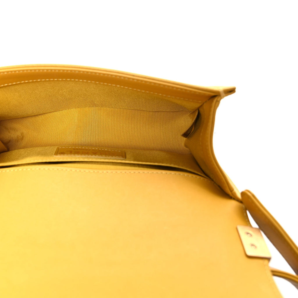 Lambskin Quilted Small Boy Flap Yellow