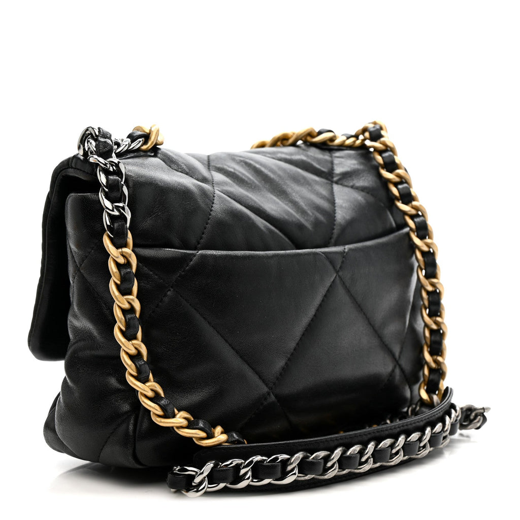 Lambskin Quilted Medium Chanel 19 Flap Black