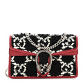 Tweed GG Monogram Super Mini Dionysus Shoulder Bag Black White Romantic Cherry