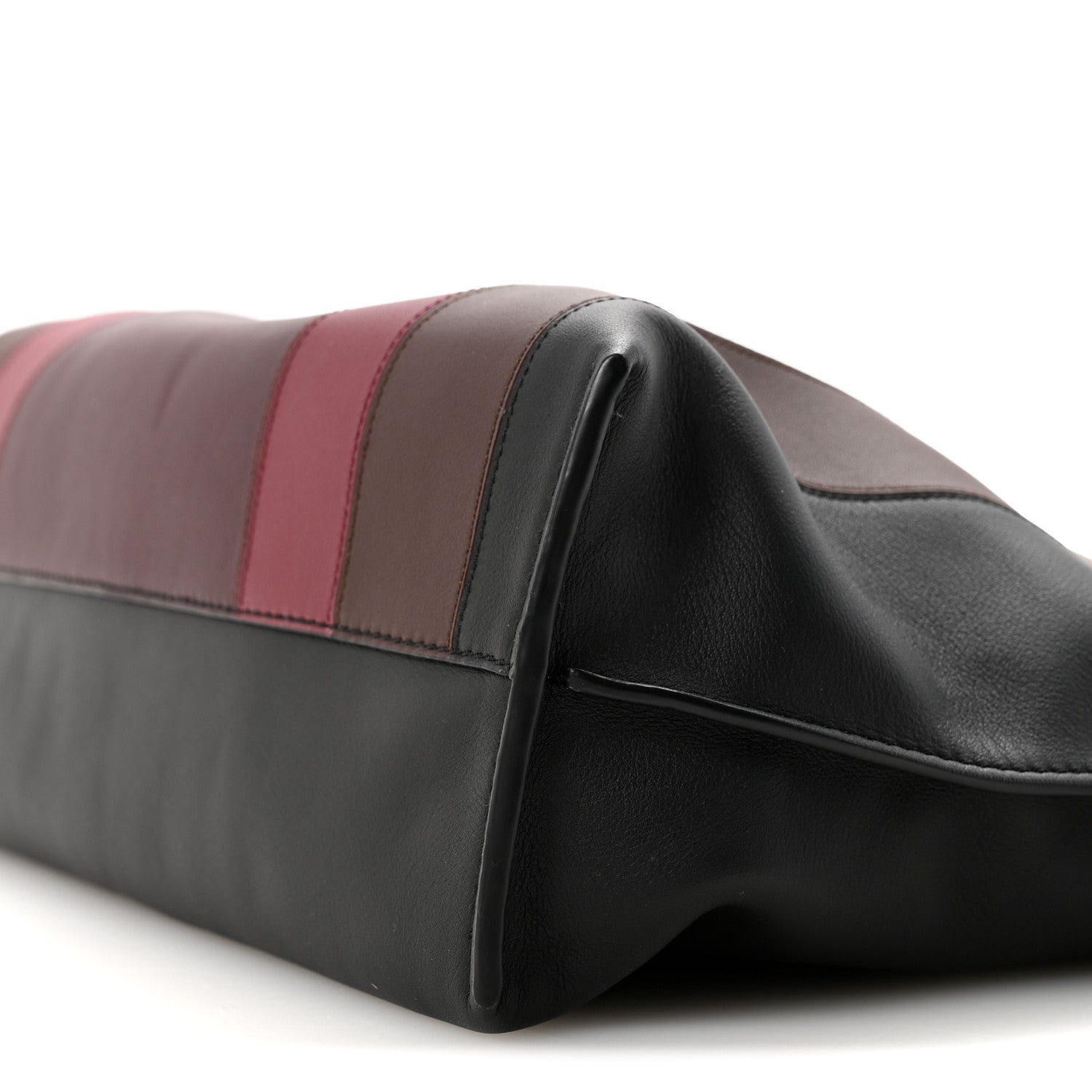 X ALBERS Nappa Calfskin Medium Flamenco Knot Clutch Black Burgundy