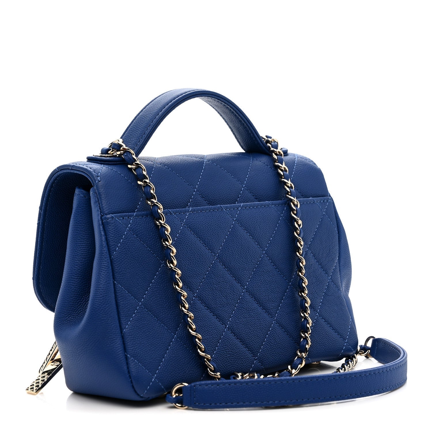 Caviar Quilted Small Business Affinity Flap Dark Blue