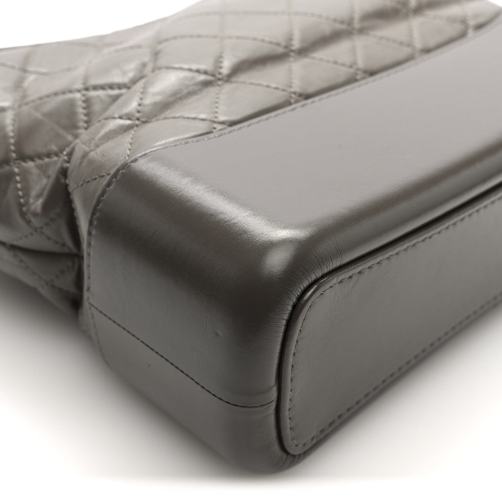 Aged Calfskin Quilted Medium Gabrielle Hobo Grey