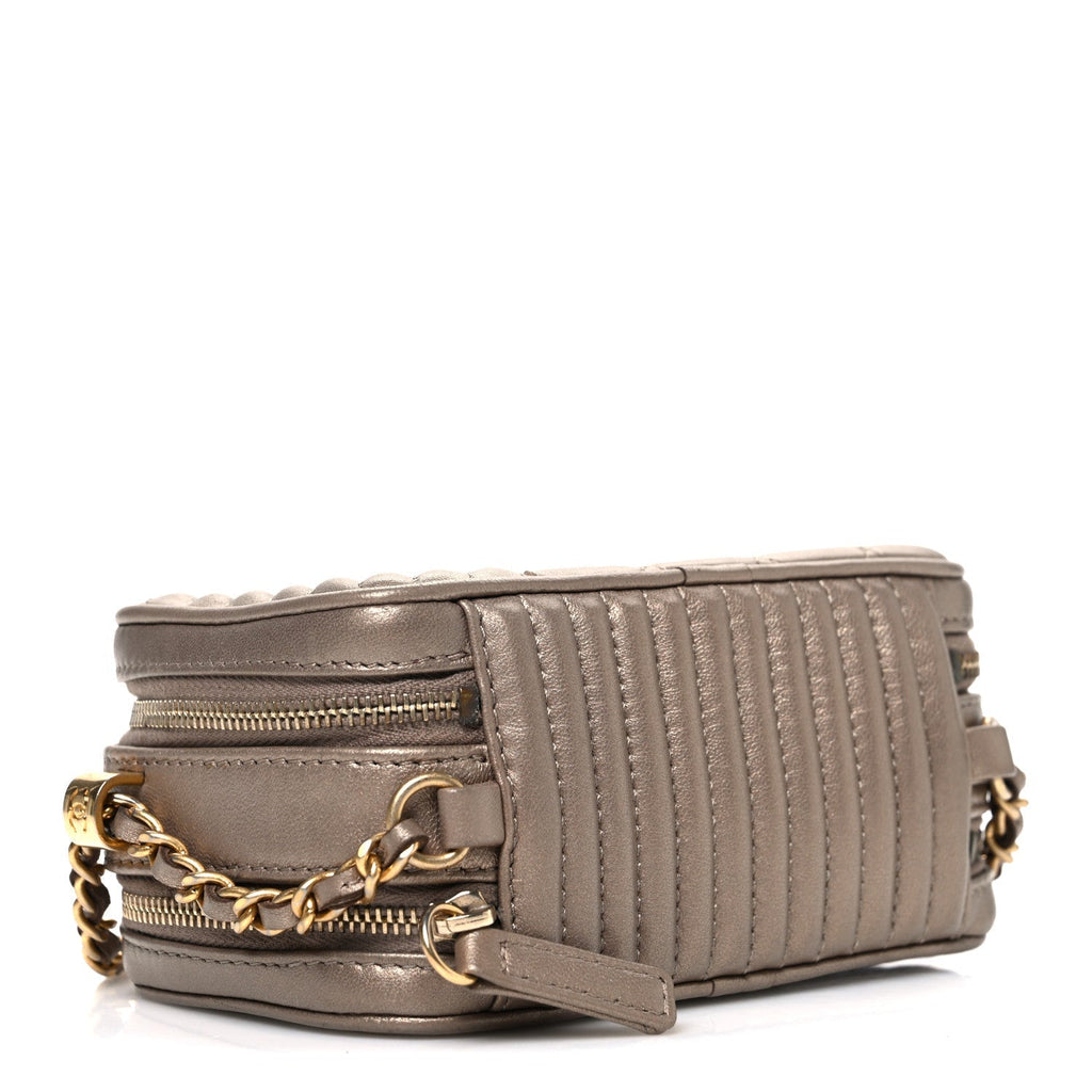 Metallic Lambskin Mini Coco Boy Camera Case Dark Gold