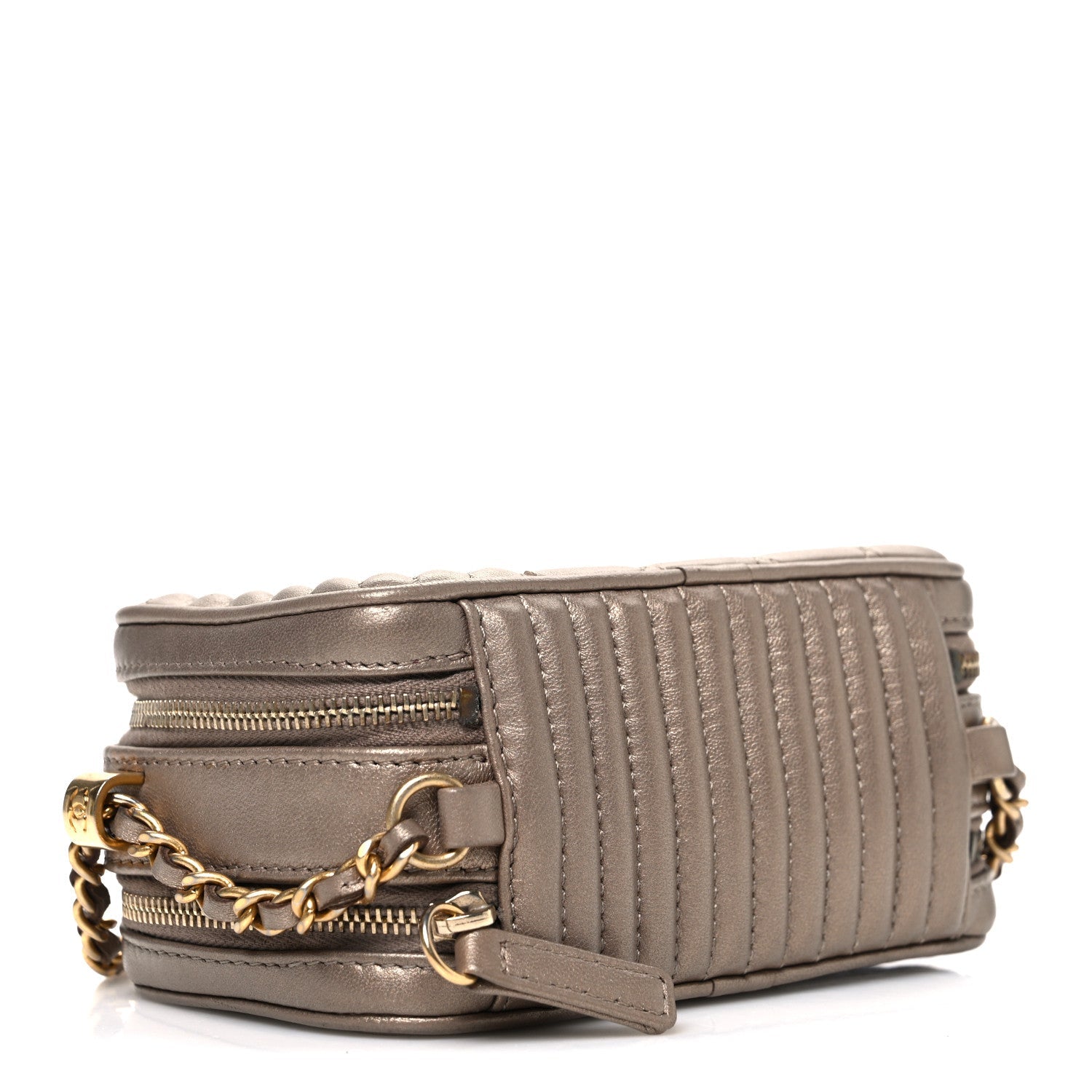 Metallic Lambskin Mini Coco Boy Camera Case Dark Gold