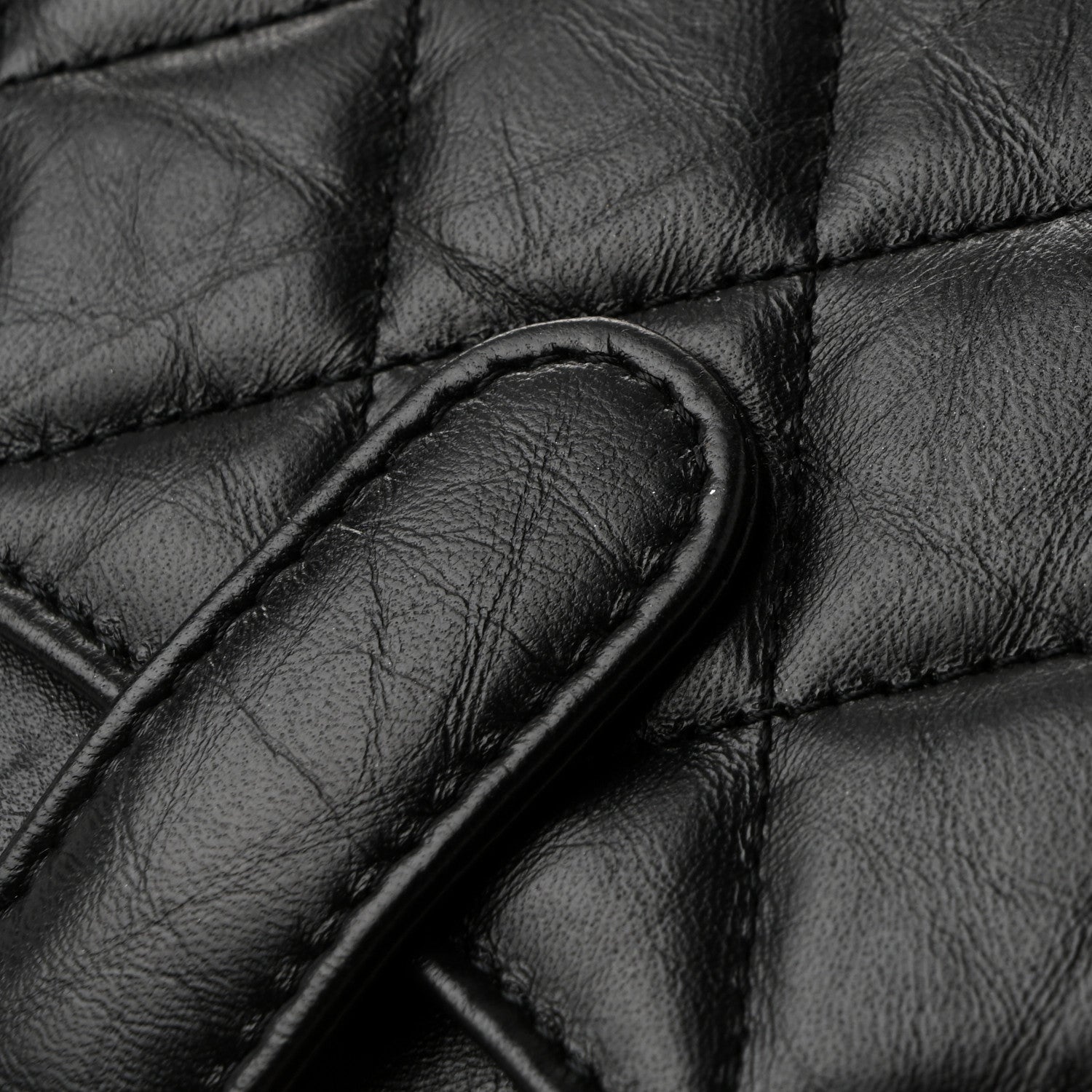 Aged Calfskin Quilted 2.55 Reissue Pouch With Chain Handle Black