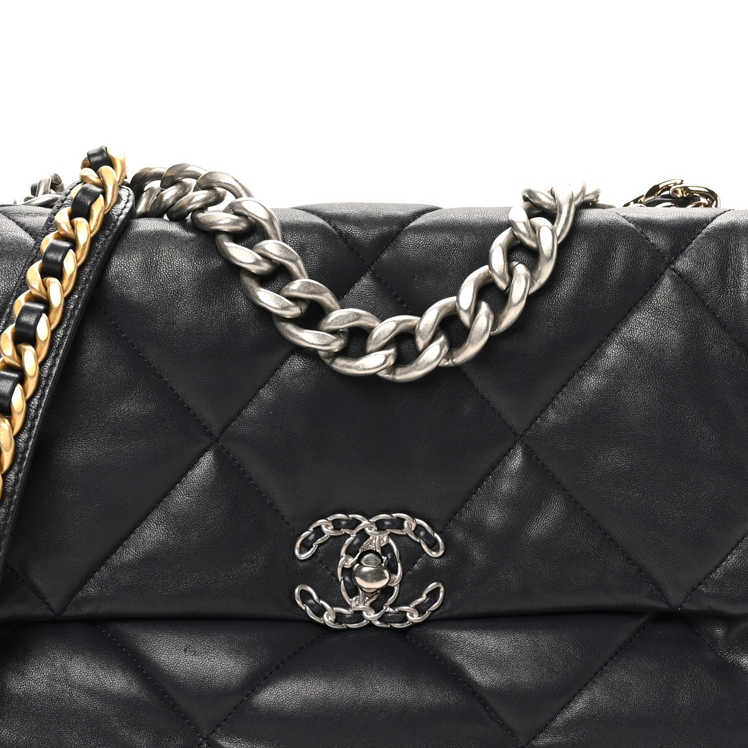 Lambskin Quilted Large Chanel 19 Flap Black