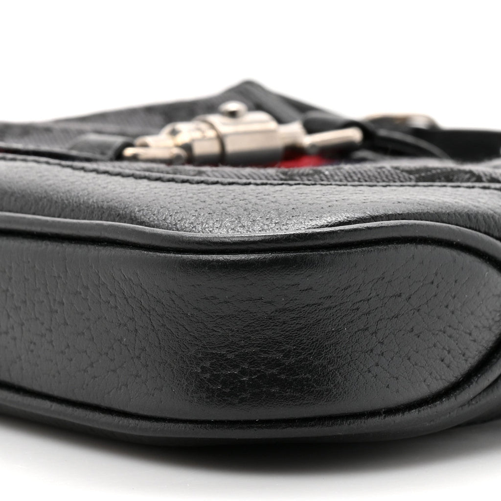 X BALENCIAGA BB Monogram Calfskin Web Mini Jackie 1961 Hobo Black