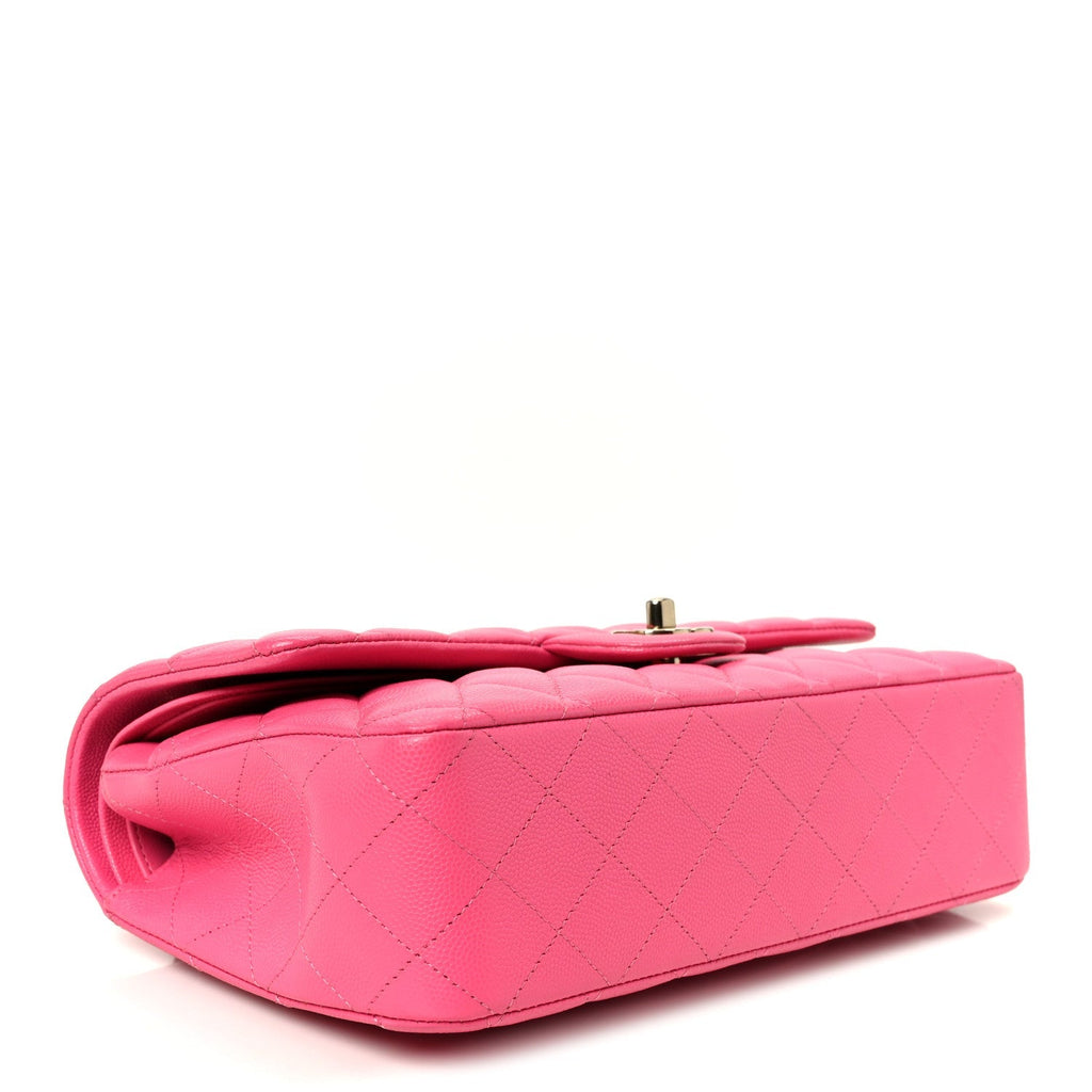 Caviar Quilted Medium Double Flap Pink