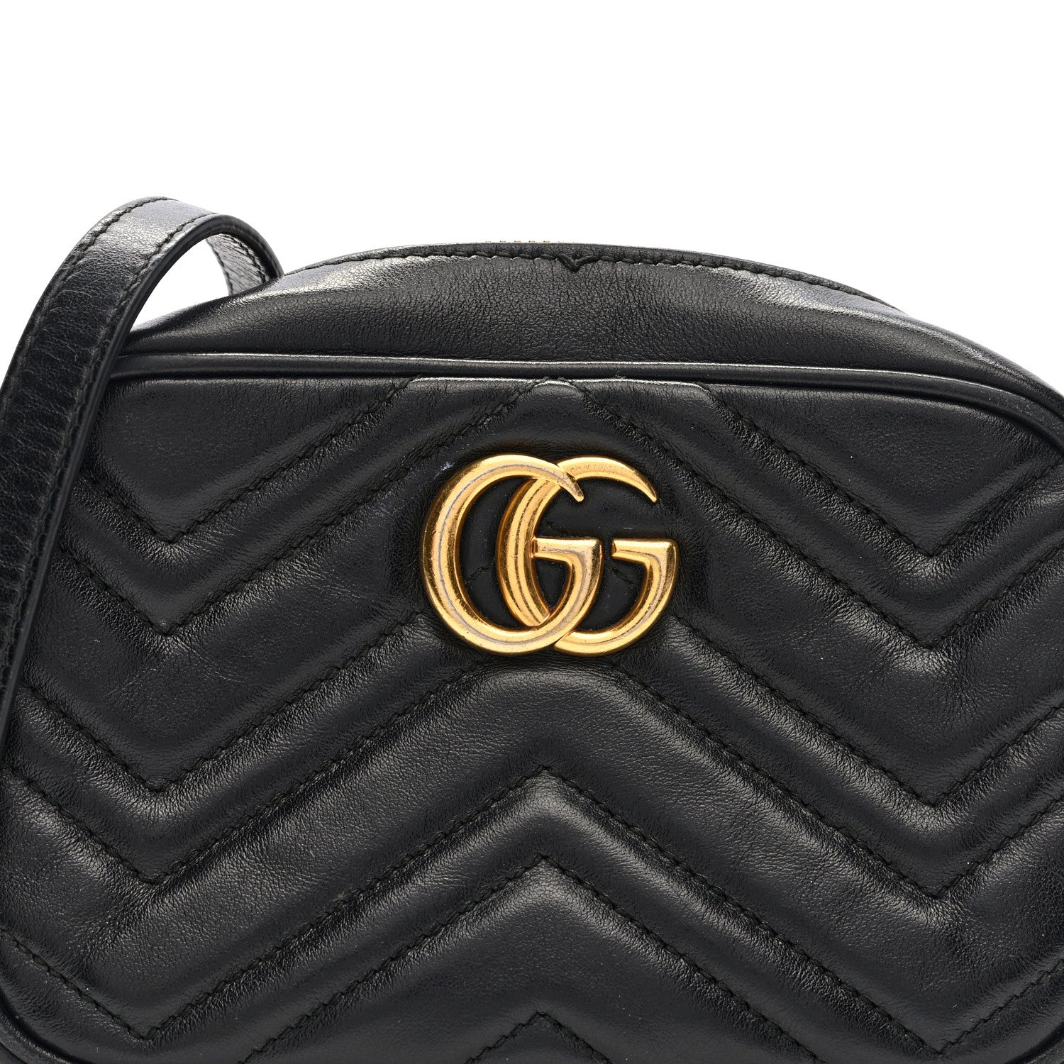 Calfskin Matelasse Mini GG Marmont Chain Shoulder Bag Black