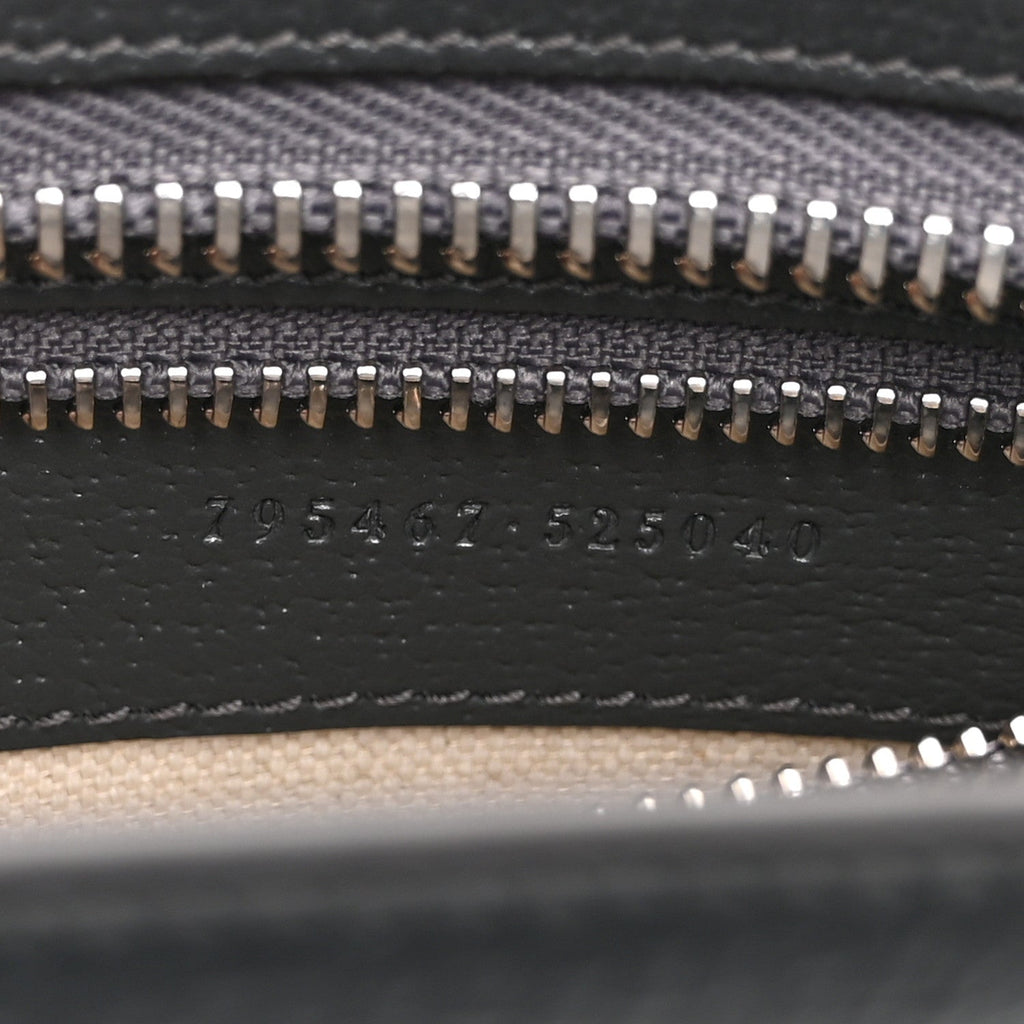 GG Supreme Monogram Textured Dollar Calfskin Web Small Ophidia Shoulder Bag  Grey Black Graphite Grey