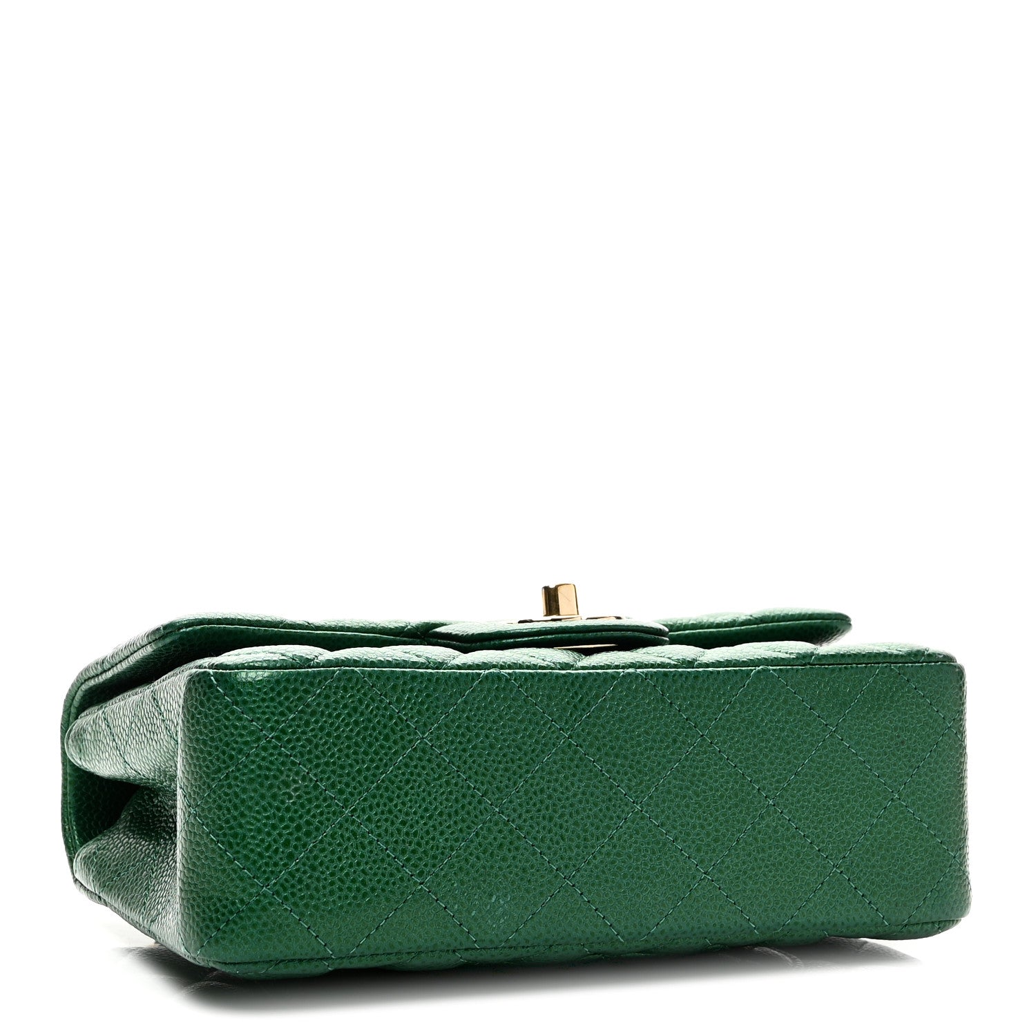 Metallic Caviar Quilted Mini Rectangular Flap Green
