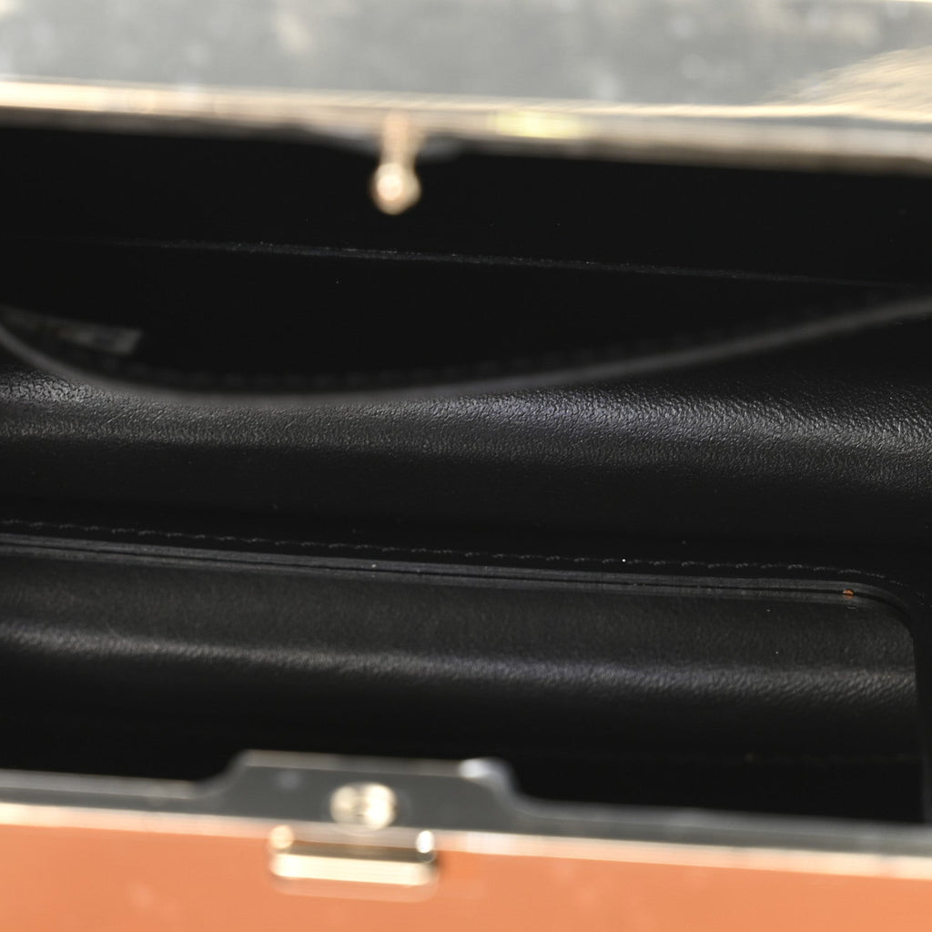 Patent Calfskin Boy Minaudiere Black