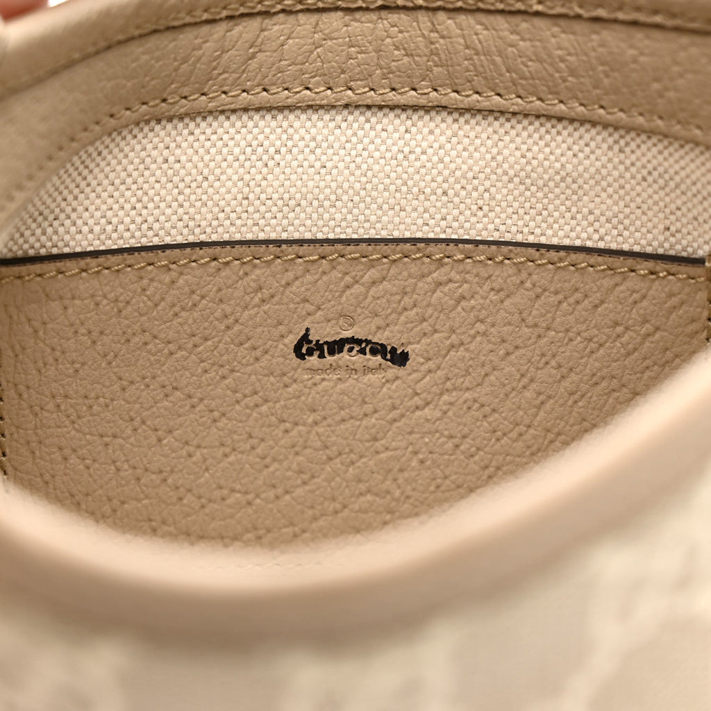 GG Supreme Monogram Textured Dollar Calfskin Mini Jackie 1961 Hobo Beige Mystic White Oatmeal