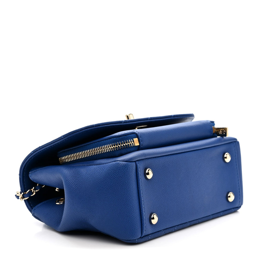 Caviar Quilted Small Business Affinity Flap Dark Blue