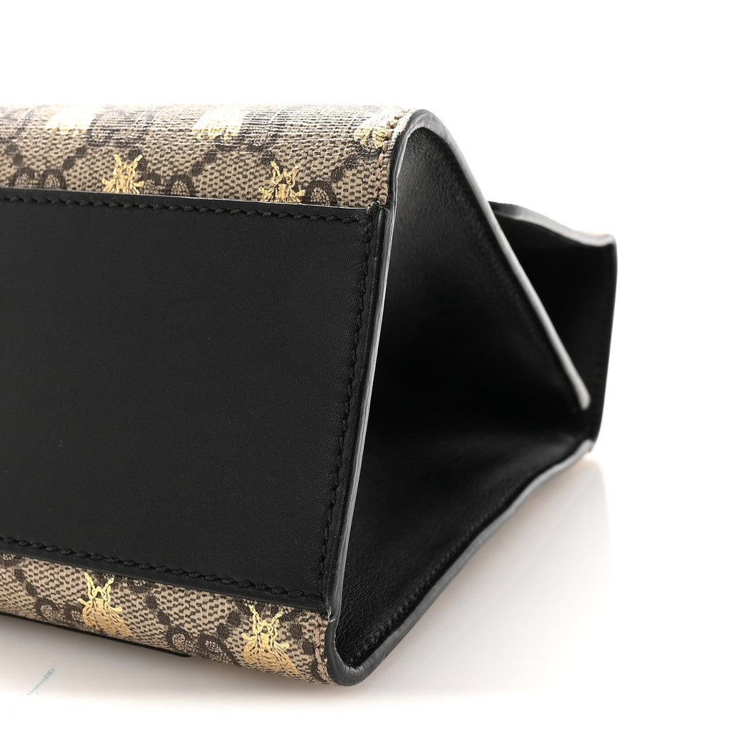 GG Supreme Monogram Bees Medium Padlock Shoulder Bag Beige Oro Black