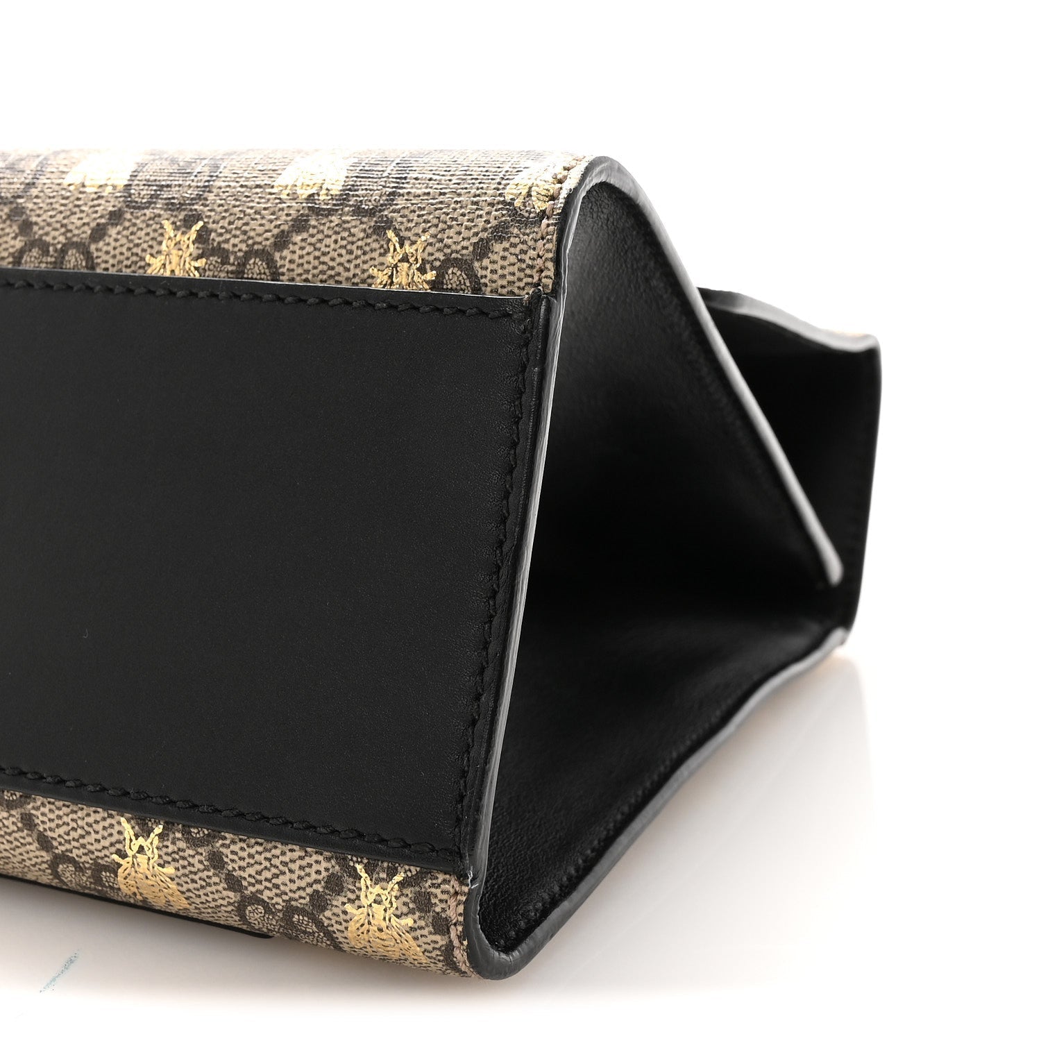 GG Supreme Monogram Bees Medium Padlock Shoulder Bag Beige Oro Black