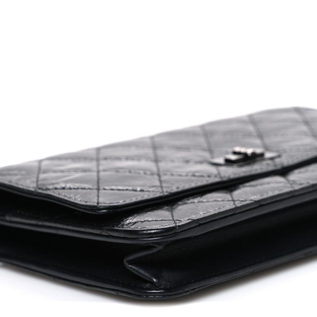 Glazed Aged Calfskin Reissue Wallet On Chain WOC So Black
