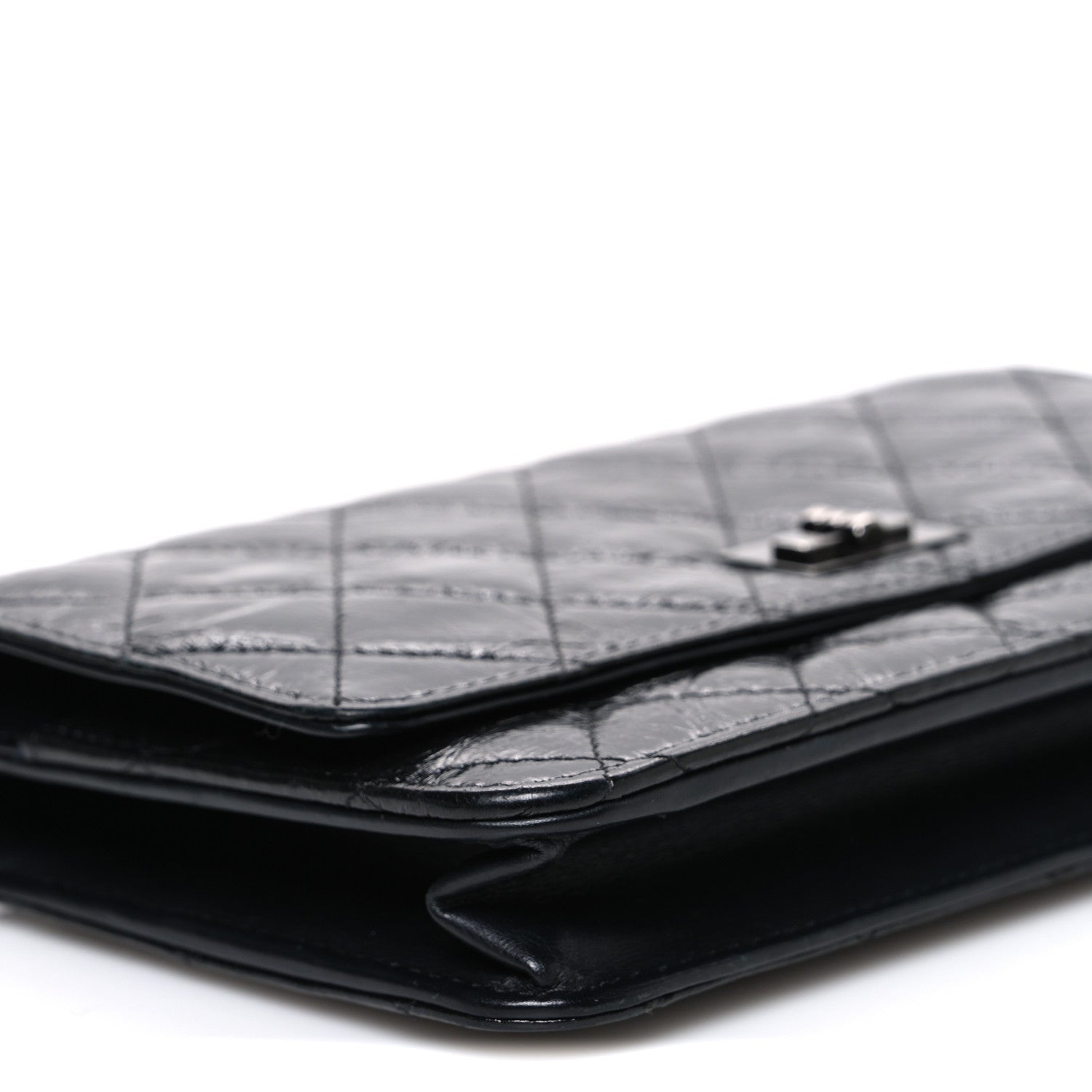 Glazed Aged Calfskin Reissue Wallet On Chain WOC So Black