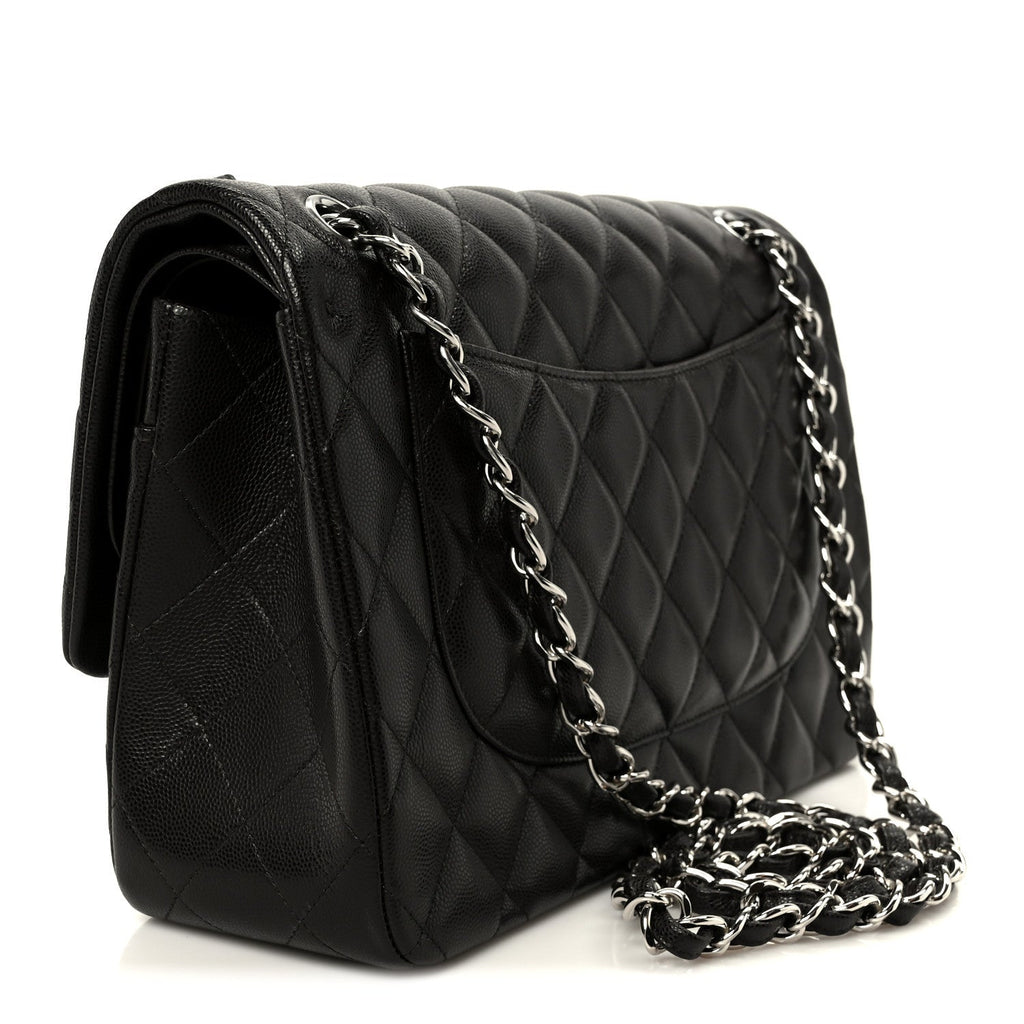 Caviar Quilted Jumbo Double Flap Dark Brown