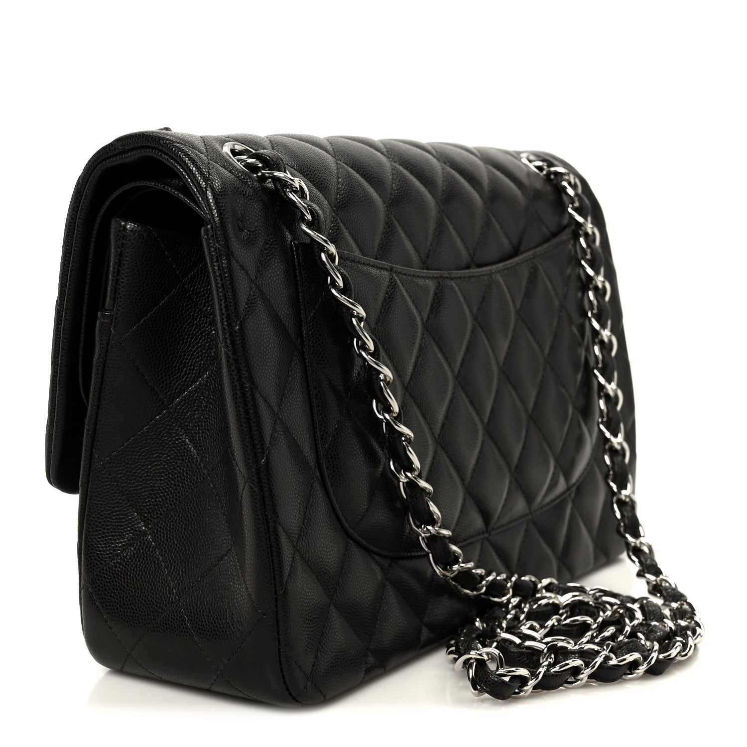 Caviar Quilted Jumbo Double Flap Dark Brown