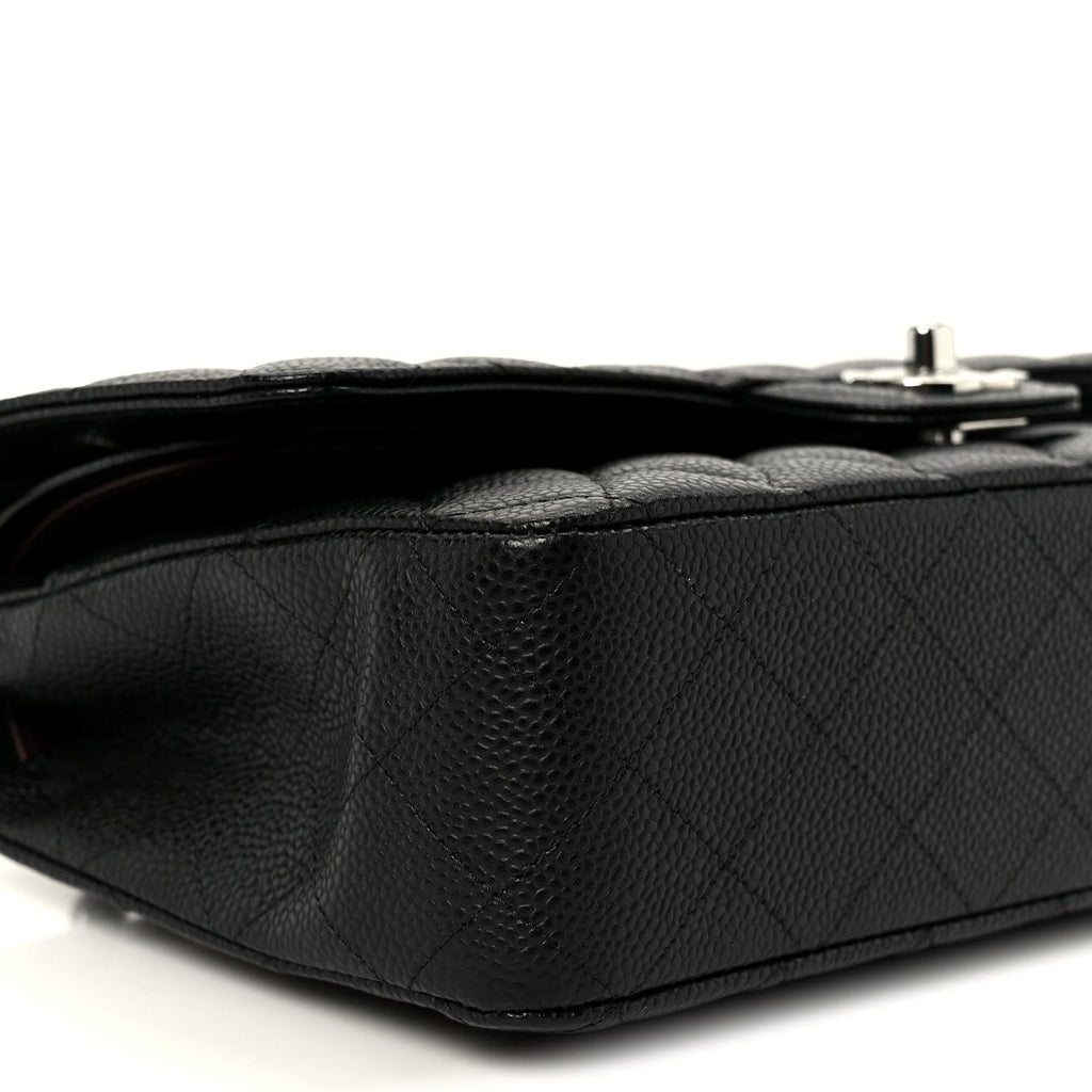 Caviar Quilted Medium Double Flap Black