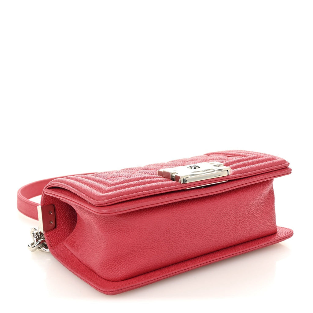 Caviar Quilted Small Boy Flap Red