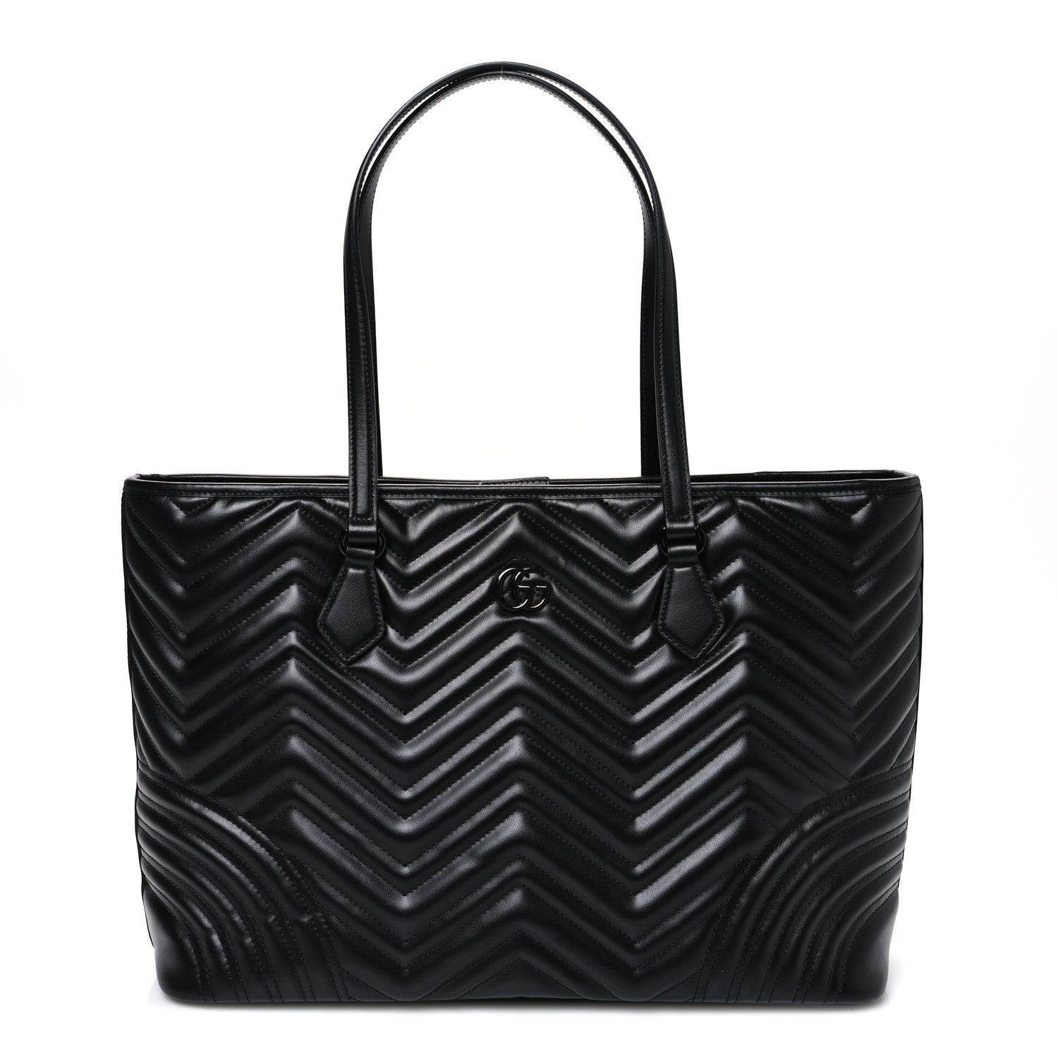 Calfskin Matelasse Monochrome Large GG Marmont Tote Bag Black