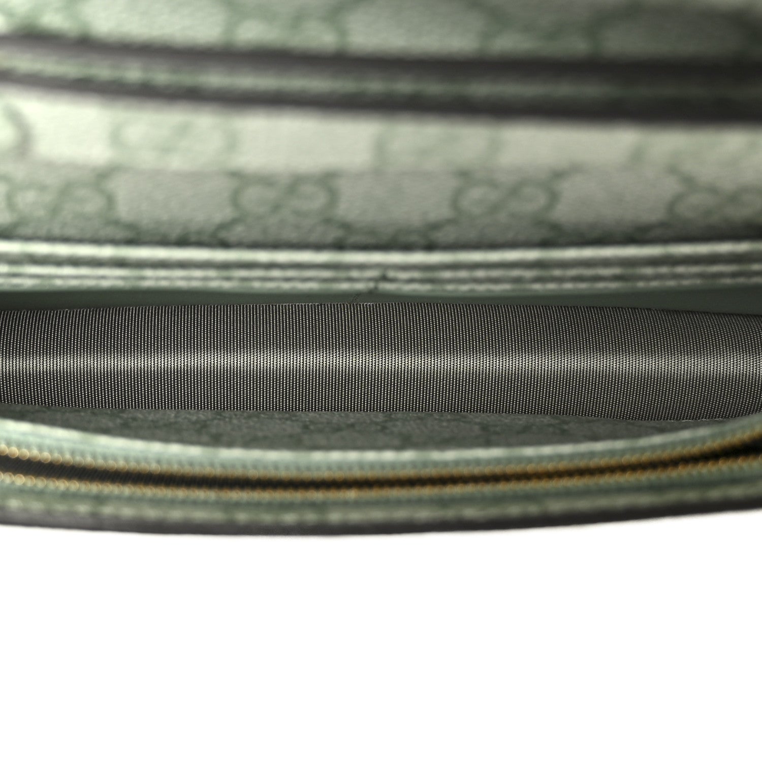 GG Supreme Monogram Textured Calfskin Emblem Wallet On Chain Sage Green