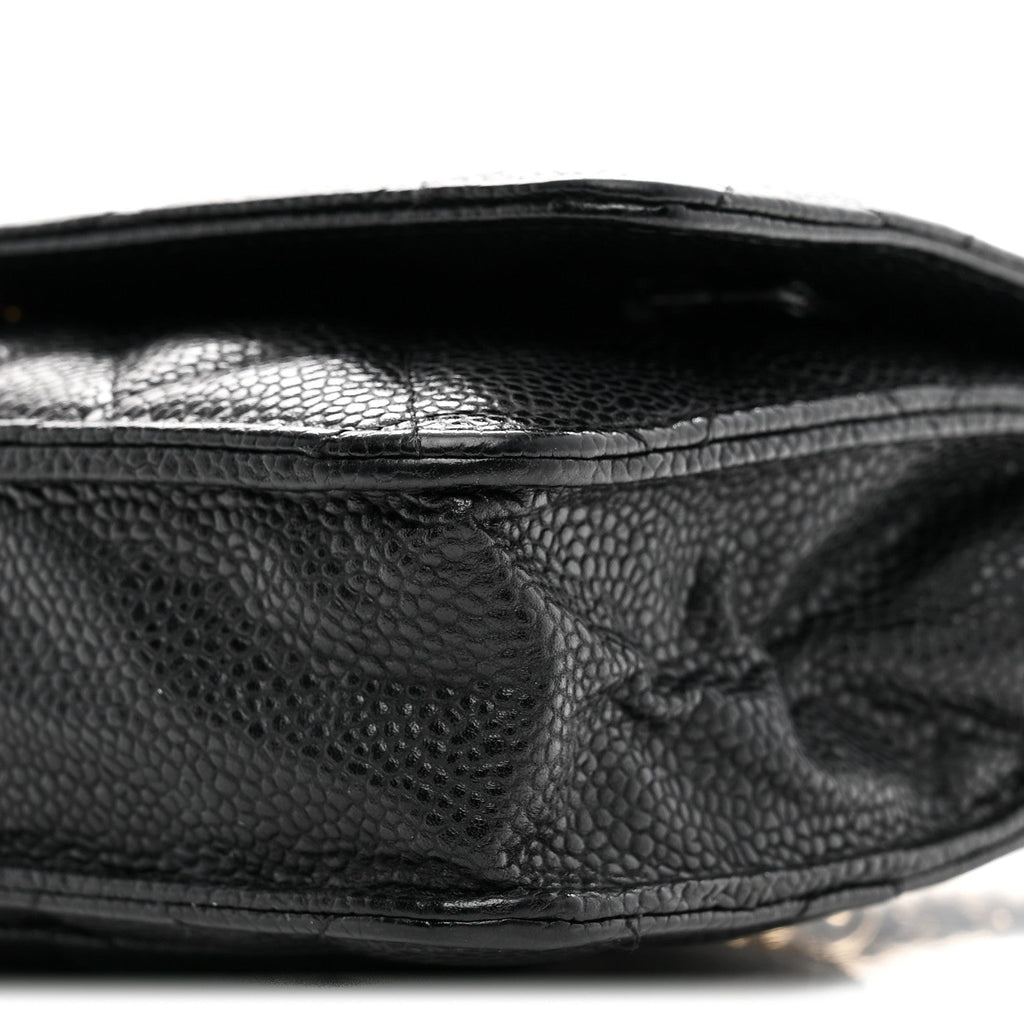 Caviar Quilted Wallet on Chain WOC Black