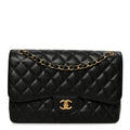 Caviar Quilted Jumbo Double Flap Black