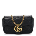 Calfskin Matelasse Super Mini GG Marmont Shoulder Bag Black