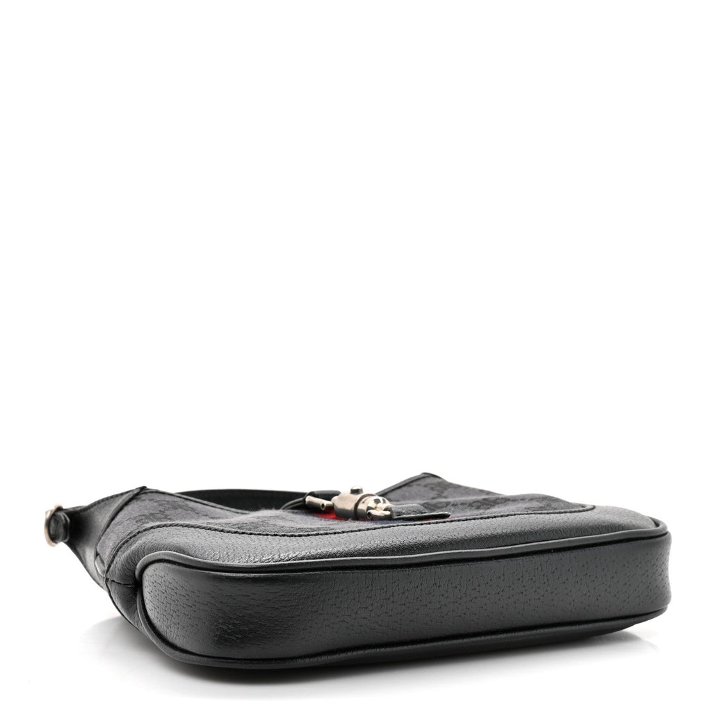 X BALENCIAGA BB Monogram Calfskin Web Mini Jackie 1961 Hobo Black