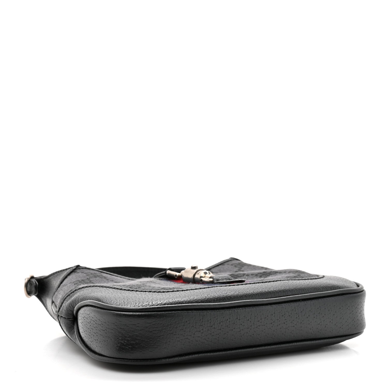 X BALENCIAGA BB Monogram Calfskin Web Mini Jackie 1961 Hobo Black