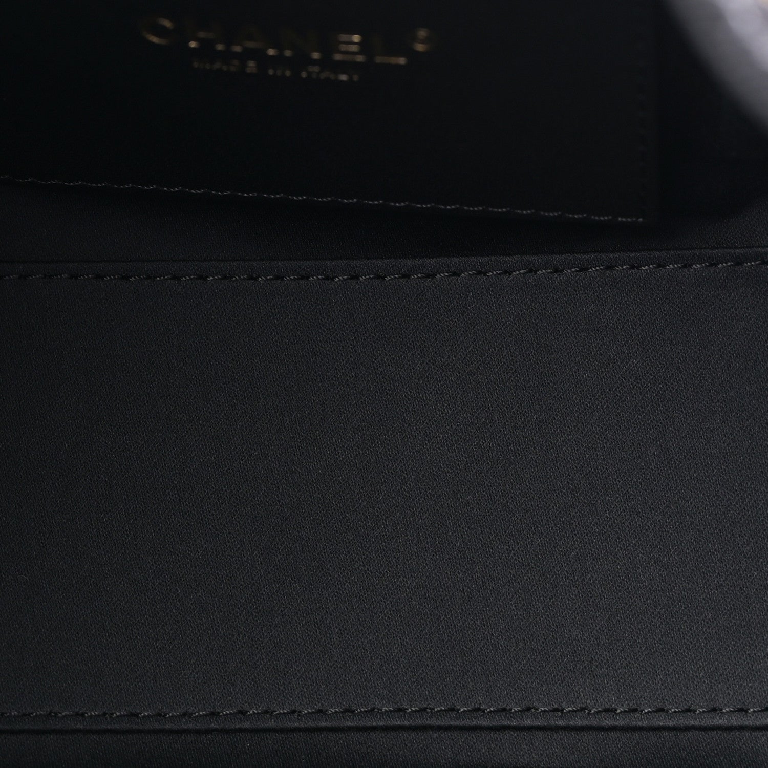 Washed Denim Quilted Mini Chanel 25 Handbag Black
