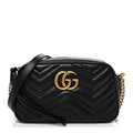 Calfskin Matelasse Small GG Marmont Chain Shoulder Bag Black