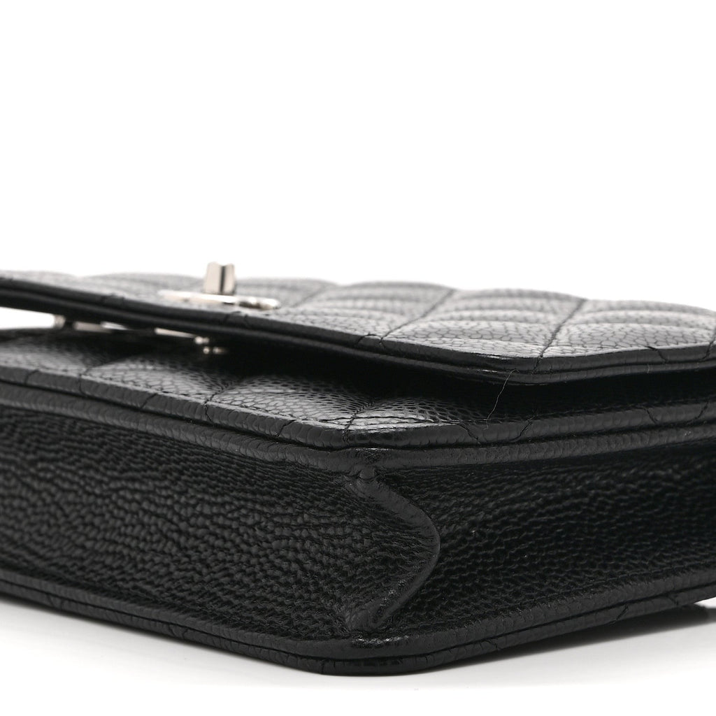 Caviar Quilted CC Turnlock Wallet On Chain WOC Black