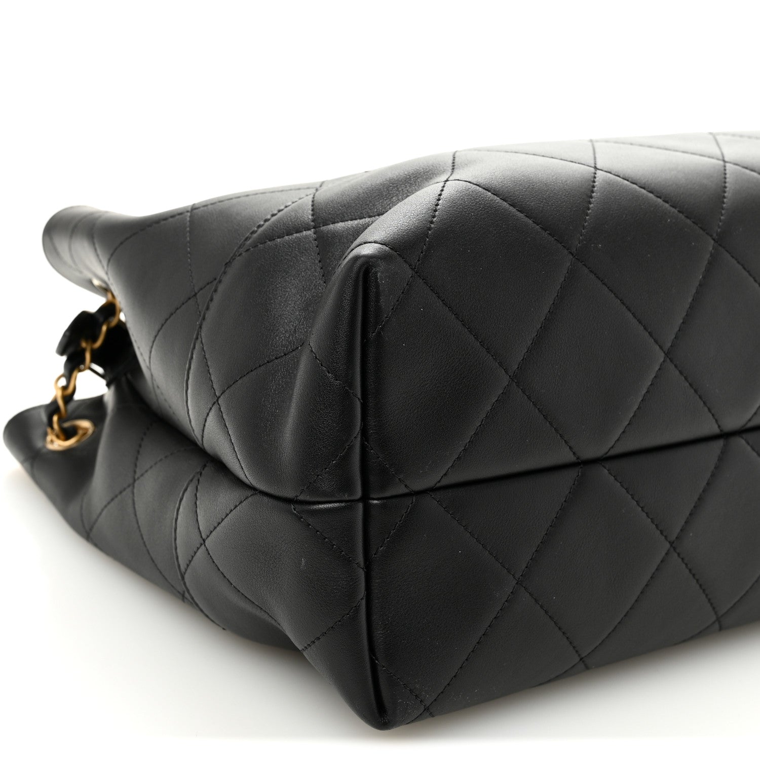 Calfskin Quilted Large Coco Base Shopping Bag Black