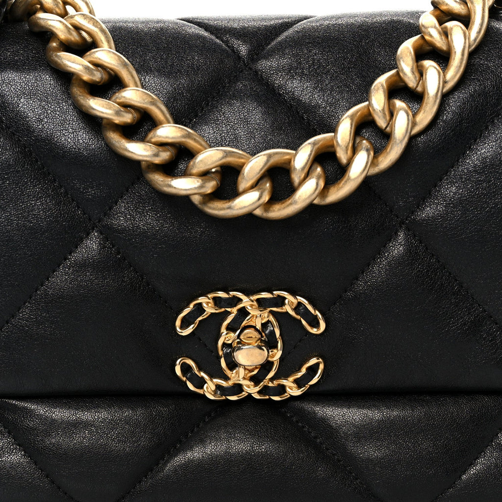 Goatskin Quilted Large Chanel 19 Flap Black
