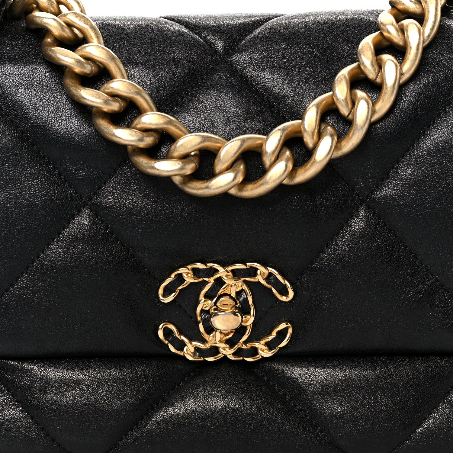 Goatskin Quilted Large Chanel 19 Flap Black