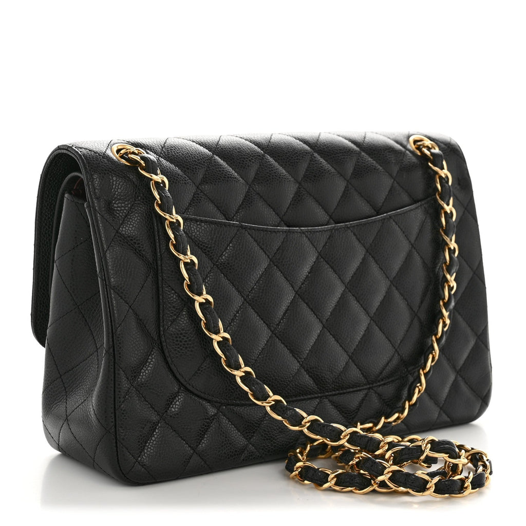 Caviar Quilted Jumbo Double Flap Black