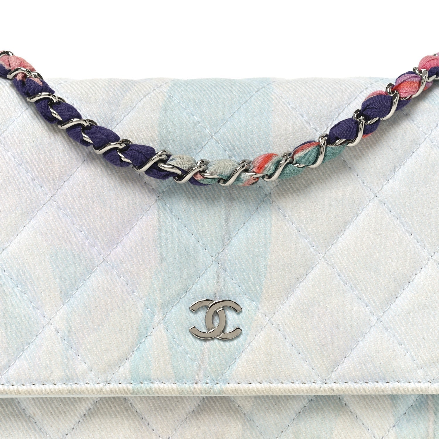 Canvas Quilted Jungle Jeans Wallet on Chain WOC Multicolor
