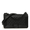 Calfskin Quilted Medium Boy Flap So Black