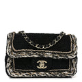 Tweed Braided Mini Rectangular Flap Black